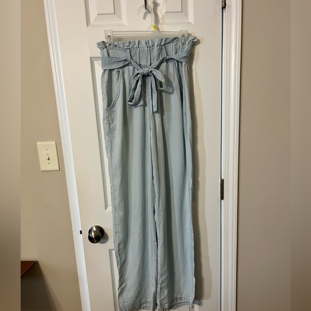 Thread & Supply Light Blue Paperbag Waist Pants